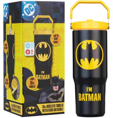 Isolierbecher Batman 850 ml Edelstahl mit Strohhalm