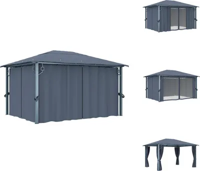 Produktbild von vidaXL Pavillon mit Vorhängen 400×300 cm Anthrazit Aluminium -  Pavillons & Partyzelte