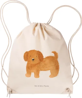 Produktbild von Mr. & Mrs. Panda Jutebeutel Hund Flauschig - Transparent - Geschenk, Kleiner Rucksack, Süß, wander, Sprüche, Beutel, gym tasche, beutelrucksack, Niedlich, Hunde