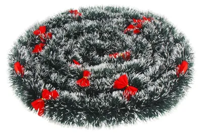 Produktbild von Weihnachtsgirlande 10 Meter grün mit Schnee und 24 roten Schleifen