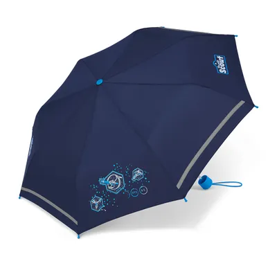 Produktbild von Scout Kinder-Taschenschirm Regenschirm mit reflektierenden Streifen Nebula blau