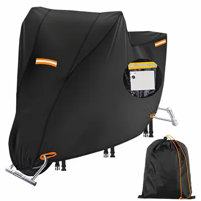 Produktbild von Wasserdichte Schwarz-Goldene Motorradabdeckung für Außen, Heavy Duty