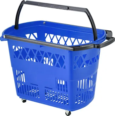 Obrázek produktu pro Nákupní košíky SucceBuy v modré barvě, 6dílná sada, jsou dokonalými společníky při nákupech. Tyto přenosné nákupní vozíky s objemem 39 litrů jsou vybaveny držadly pro snadné přenášení
