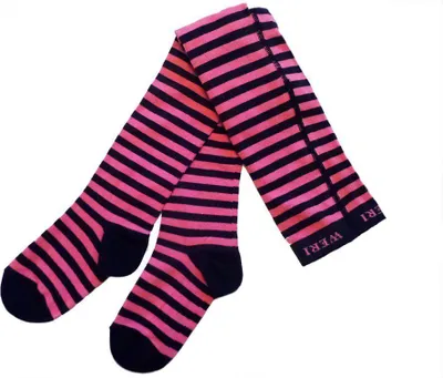 Produktbild von Kinderstrumpfhosen aus Baumwolle Halloween Ringel Marine und Pink Größe 92-98
