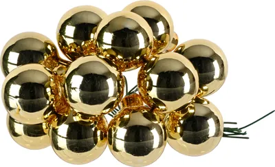 Produktbild von Weihnachtskugeln am Draht 2,5cm Glas 12 Stück - Hellgold glänzend