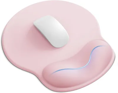 Image de Tapis de souris ergonomique avec coussin en gel, tapis de souris avec repose-poignet, tapis de souris antidérapant avec repose-poignet, tapis de souris résistant et lavable (rose)