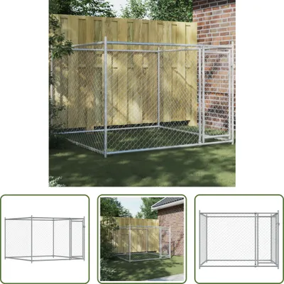 Immagine prodotto di The Living Store Cuccia per cani con porta Grigio 2x2x1,5 m Acciaio zincato