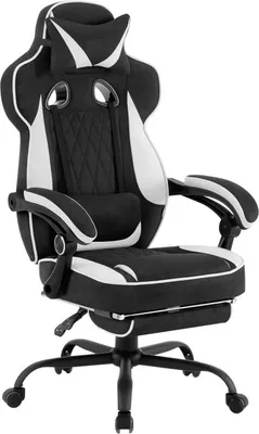 Produktbild von WOLTU Gaming Stuhl mit Taschenfederkissen, ergonomisch, Fußstütze, schwarz+weiß