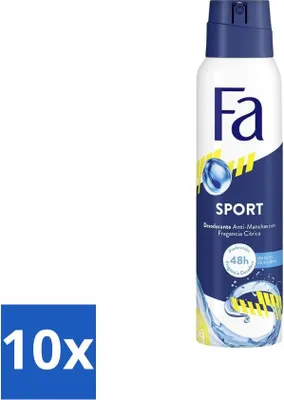 Obrázok produktu pre Fa - Dezodorant v spreji - Šport - Citrón - Proti škvrnám - 48-hodinová ochrana - 150 ml - Hodnotné balenie - 10 kusov