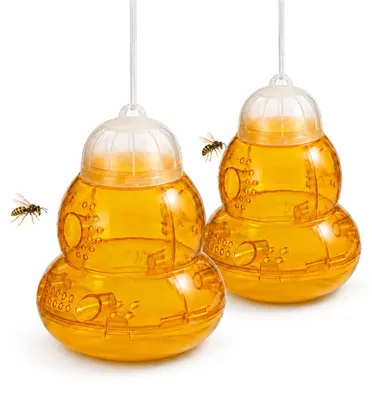 Produktbild von Benza Wespenfallen – 2er-Set – Orange – Ø 12,5 × 15 cm – Mit Aufhängeschnur, KI-generiertes Bild