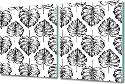 Produktbild von Glas-Herdabdeckplatte Glaskeramikkochfeld-Abdeckung Spritzschutz - 2x 40x52 cm - Graue Fensterblätter