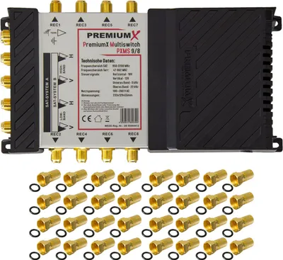 Produktbild von PremiumX Multischalter Set 9/8 SAT Multiswitch 32x F-Stecker