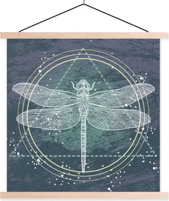 Produktbild von MuchoWow® Textilposter Eine Illustration einer transparenten Libelle 60x60 cm mit holzfarbenen Rahmen - Wanddekoration