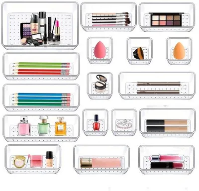 Image de Système de rangement à tiroirs, 17 pièces, pour la cuisine, le bureau, les bijoux, la salle de bains