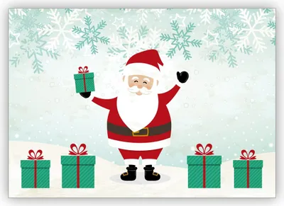 Produktbild von 4x Niedliche Gutschein Geschenk Weihnachtskarte mit Weihnachtsmann im Schnee