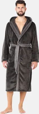 Produktbild von Ladeheid Herren Bademantel lang mit Gürtel LA40-221 (Graphit/Grau, L)