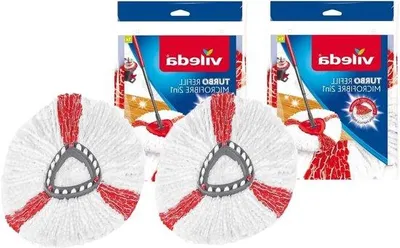 Obrázok produktu pre 2 ks náhradných hlavíc Turbo Easywring & Clean 2 v 1 – viacfarebné náhradné mopové hlavice
