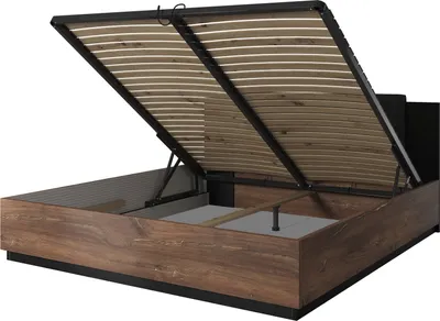 Produktbild von Furniture24 Bett Sigma 51 Bettgestelle mit Lattenrost 160x200 cm Ehebett Bettrahmen Flagstaff Eiche/Kupferfaden/Schwarz Supermatt