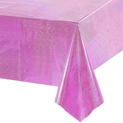Obrázok produktu pre Jednorazová stôlna dekorácia, ružová, s trblietkami, 137x274 cm, vodeodolná, 1 kus
