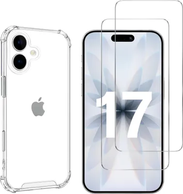Produktbild von Stoßfeste Hülle für iPhone 17 und 2 Displayschutzfolien aus gehärtetem Glas Phonillico®