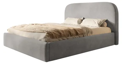 Produktbild von AlpiMeble Bett 140x200 - Polsterbett mit Bettkasten und Metallrahmen - Modern Betten - Weicher Jasminstoff - Kollektion Verona - Grau