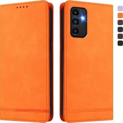 Image de Etui pour Samsung Galaxy A04/A04s/A13 5G/A13 4G, étui rétro en cuirPolyuréthaneavec support et fentes pour cartes de crédit Orange