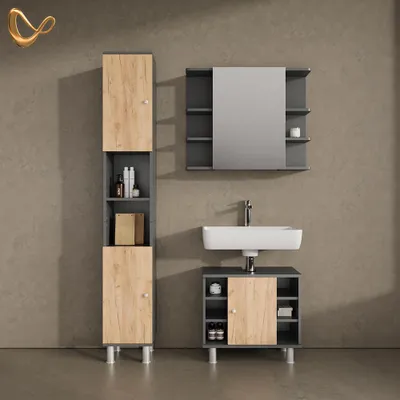 Immagine prodotto di Mobiletto da bagno Livinity Fucino Antracite/Rovere dorato 30 x 190 cm, Model 56249