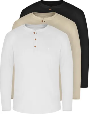 Produktbild von normani 3er Set Herren Langarm Shirts aus Baumwolle