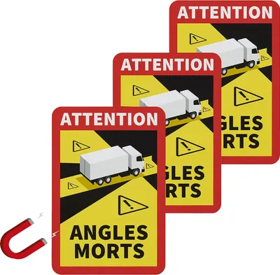 Produktbild von 3x Magnetschild Toter Winkel / Angles Morts Warnung Hinweisschild Wohnmobil LKW