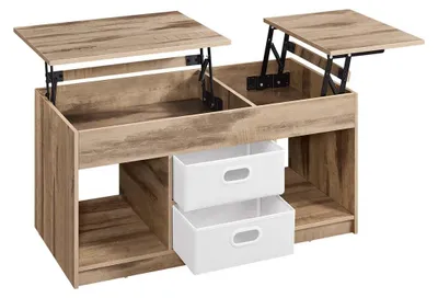 Immagine prodotto di Tavolino con 2 cassetti e ripiani – Marrone e bianco – 50 x 100 x 48 cm