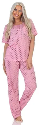 Produktbild von Damen Pyjama zweiteiliger Schlafanzug Nachtwäsche, Altrosa/L/40