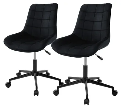 Produktbild von ML-Design 2x Bürostuhl mit Rückenlehne, Schwarz, Sitzfläche aus Samt mit Metallgestell