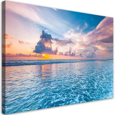 Immagine prodotto di Quadro su tela Tramonto sul mare 90x60 Feeby Blu quadro per la parete pronto per essere appeso