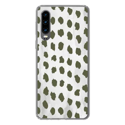 Produktbild von MuchoWow® Handyhülle Schutzhülle Hülle für Huawei P30 Marmor - Punkte - Grün Silikon Softcase Handy Hülle - Kartenbesitzer