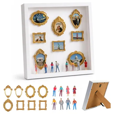 Mini Museum Silhouettenbox, 8 Goldrahmen + 8 Figuren, DIY