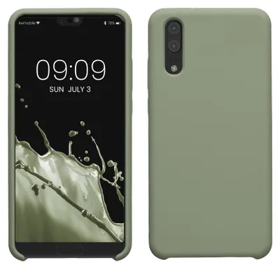 Produktbild von kwmobile Handyhülle für Huawei P20 Hülle - Case Silikon - Kabelloses Laden - Schutzhülle Cover in Graugrün