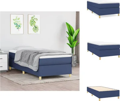 Obrázek produktu pro vidaXL Postel Boxspring modrá 100x200 cm látka - Postele a rámy postelí