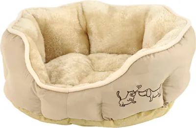 Image de Dehner Lieblinge Lit pour chien et chat Sammy, ovale, env. 57 x 52 x 14 cm, polyester, beige