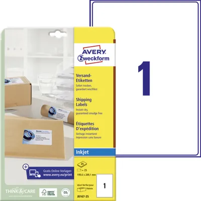 Obrázek produktu pro Inkoustové přepravní etikety AVERY Zweckform, 199,6 x 289,1 mm