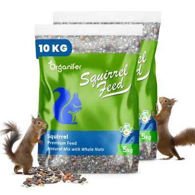 Produktbild von Premium Eichhörnchenfutter - (10 kg) - Natürliche Mischung mit ganzen Nüssen - Organifer