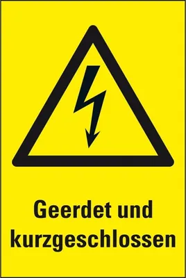 Produktbild von Dreifke® Aufkleber I Warn-Kombischild Geerdet und kurzgeschlossen, RoHS konfo...