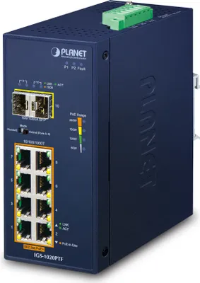 Produktbild von PLANET Industrial 8-Port GE 802.3at PoE + 2 100/1000X SFP