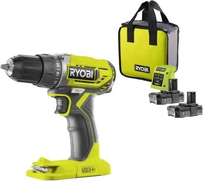 Obrázok produktu pre Akumulátorová vŕtačka/skrutkovač RYOBI ONE+ 18 V, 2 akumulátory 2,0 Ah, nabíjačka 1,5 A, prepravná taška, R18DD2-220S