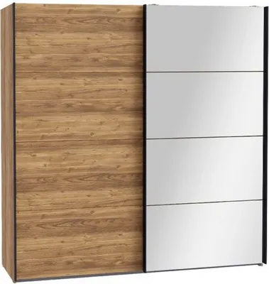 Produktbild von Kleiderschrank Hayato Hyts92411 Schrank 2 Türiger Schwebetürenschrank 220X210X61 Cm Schwarz/Alpenfichte