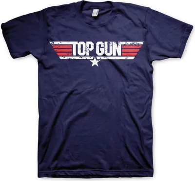 Produktbild von Top Gun T-Shirt Herren Distressed Logo navy Fan-Merch, Filme 100% Baumwolle L
