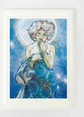 Produktbild von Alphonse Mucha Gerahmtes Bild Mit Edlem Passepartout | Wand-Bilder | Im Bilderrahmen - Der Mond, 1902 (40 x 30 cm)