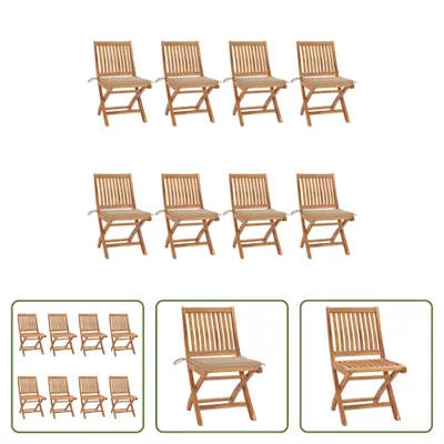 Produktbild von The Living Store Klappbare Gartenstühle mit Kissen 8 Stk. Massivholz Teak