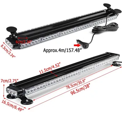Immagine prodotto di Barra illuminante a LED - Lampada da lavoro - 96,5 cm, 78 LED a doppia faccia - Barra di segnalazione arancione per veicoli di emergenza - 6500K, luce bianca fredda - Universale per auto e camion
