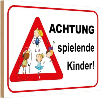 Produktbild von vianmo Holzschild 20x30 cm Achtung spielende Kinder Warnschild Hinweisschild
