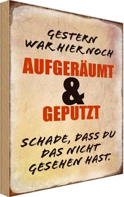 Produktbild von vianmo Holzschild 18x12 cm Gestern war hier noch aufgeräumt Dekoration